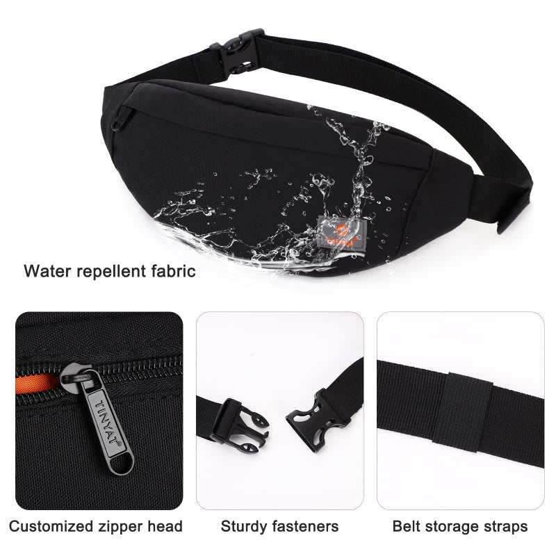 TINYAT Small Fanny Packs for Women Men Waist Bag Sling Bag Super Lightweight For Travel Cashier's box, Tool Kit T201, Black - Image 5